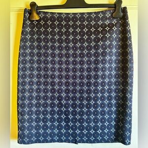 Ann Taylor Navy, Burgundy, and Gray Patterned Skirt